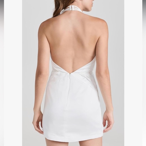 NWT Ramy Brook Evie Dress White Flower Halter Neck Twist Bridal Sz 14 - Picture 2 of 16